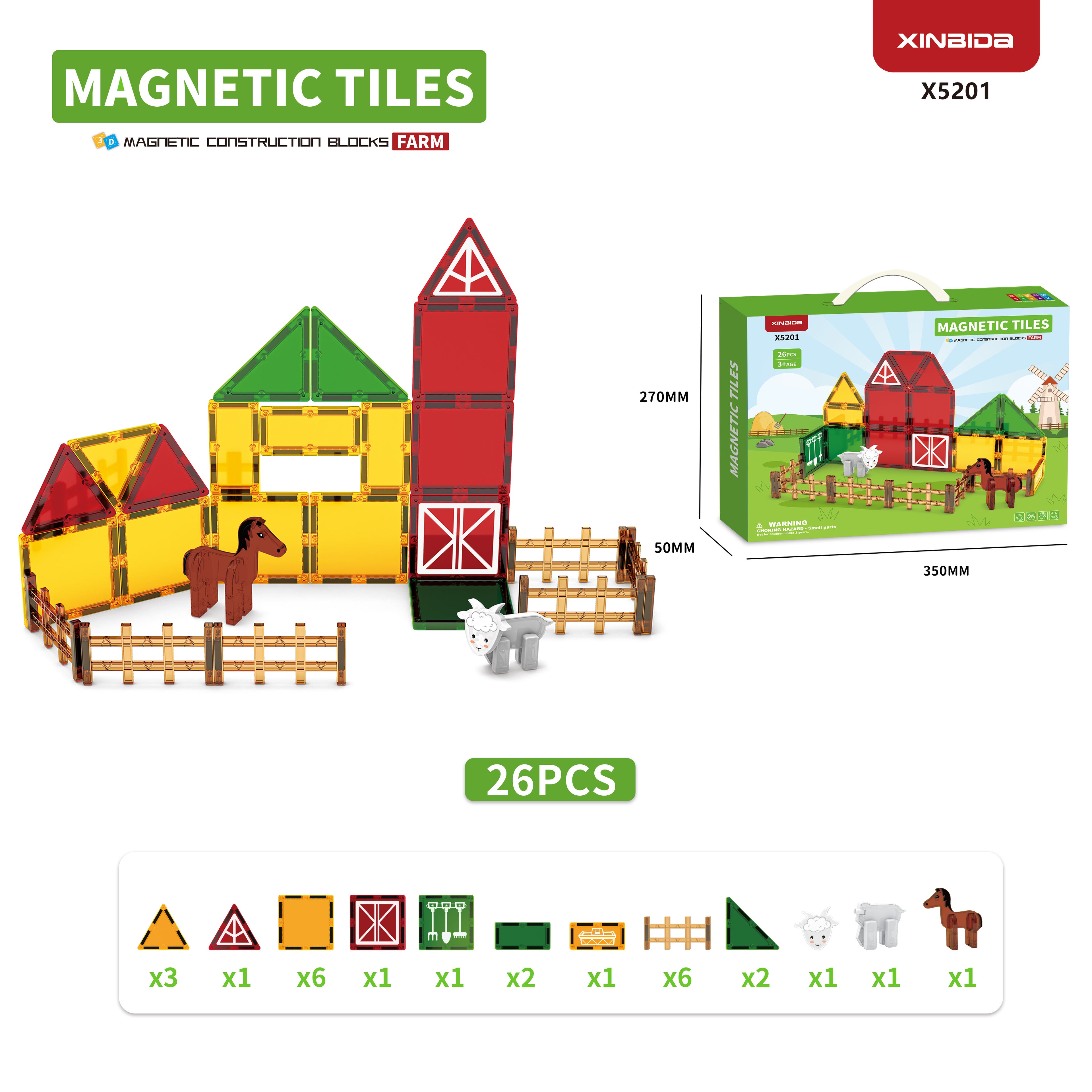 Magnetic Tiles Farm 26Pcs